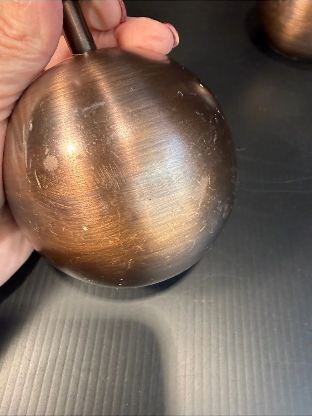 1960 VintageMade Market Co. Bronze Stacked Sphere Candlestick Holders (Set of 2)